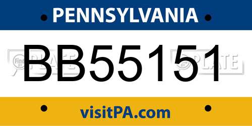 BB55151 Pennsylvania License Plate