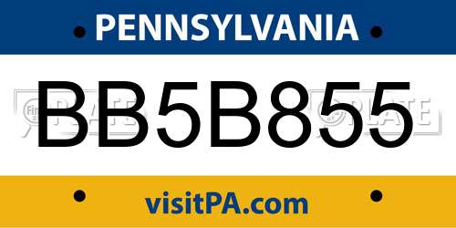 BB5B855 Pennsylvania License Plate