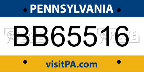 BB65516 Pennsylvania License Plate