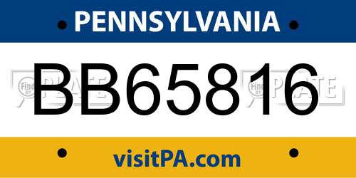 BB65816 Pennsylvania License Plate