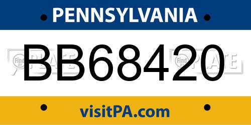 BB68420 Pennsylvania License Plate