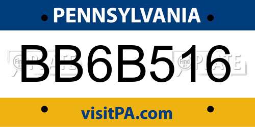 BB6B516 Pennsylvania License Plate