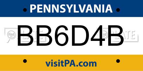 BB6D4B Pennsylvania License Plate