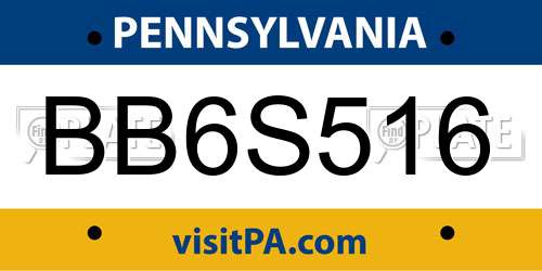 BB6S516 Pennsylvania License Plate