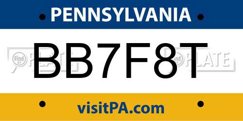 BB7F8T Pennsylvania License Plate