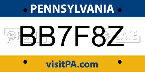 BB7F8Z Pennsylvania License Plate