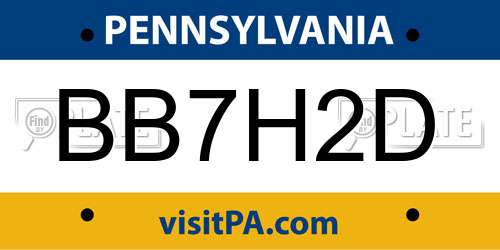 BB7H2D Pennsylvania License Plate