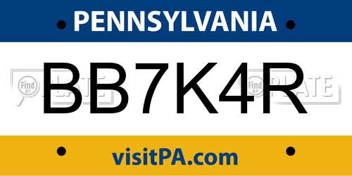BB7K4R Pennsylvania License Plate