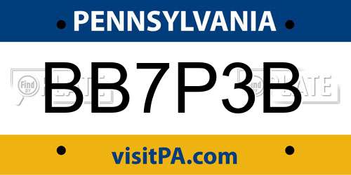 BB7P3B Pennsylvania License Plate