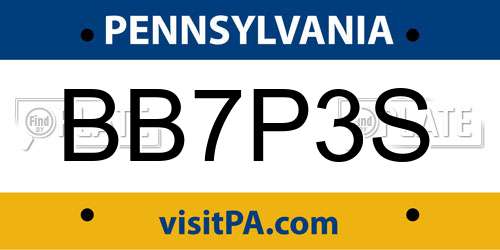 BB7P3S Pennsylvania License Plate