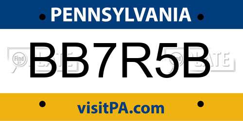BB7R5B Pennsylvania License Plate