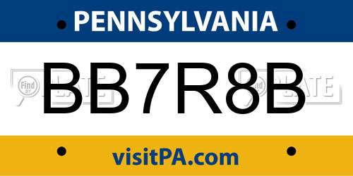 BB7R8B Pennsylvania License Plate
