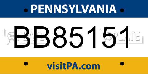 BB85151 Pennsylvania License Plate