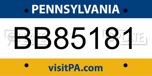 BB85181 Pennsylvania License Plate