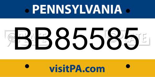 BB85585 Pennsylvania License Plate