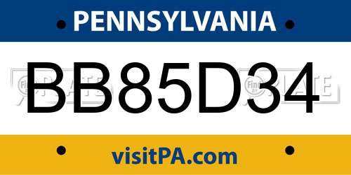 BB85D34 Pennsylvania License Plate
