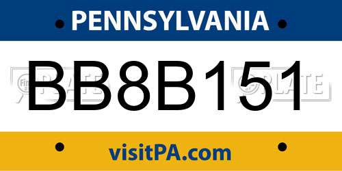 BB8B151 Pennsylvania License Plate