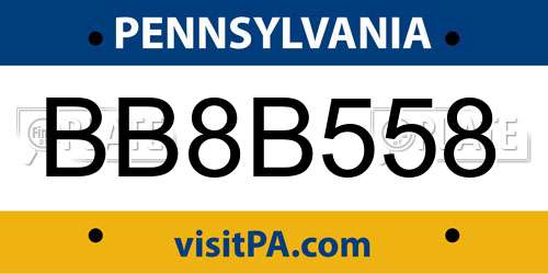 BB8B558 Pennsylvania License Plate