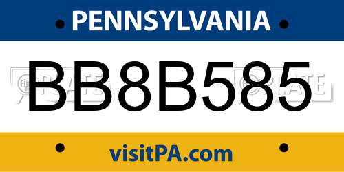 BB8B585 Pennsylvania License Plate