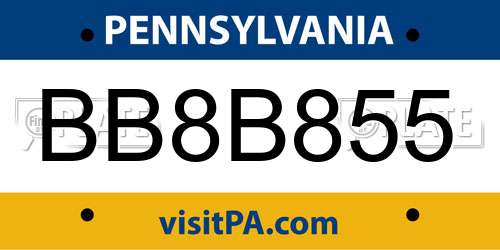 BB8B855 Pennsylvania License Plate