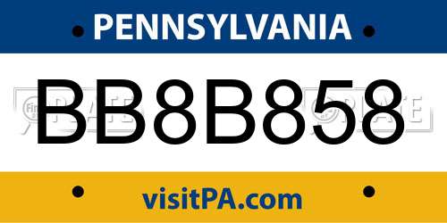 BB8B858 Pennsylvania License Plate