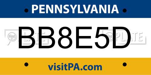 BB8E5D Pennsylvania License Plate