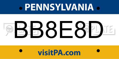 BB8E8D Pennsylvania License Plate