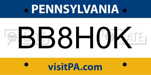 BB8H0K Pennsylvania License Plate