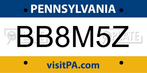 BB8M5Z Pennsylvania License Plate