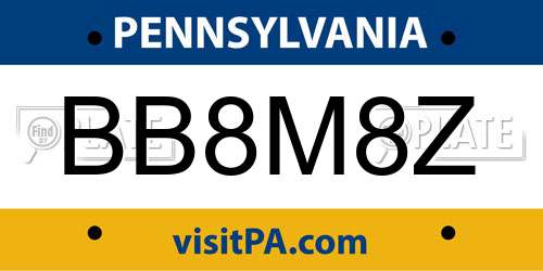 BB8M8Z Pennsylvania License Plate