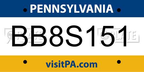 BB8S151 Pennsylvania License Plate