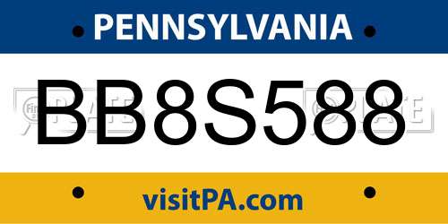 BB8S588 Pennsylvania License Plate