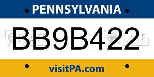 BB9B422 Pennsylvania License Plate