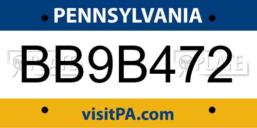 BB9B472 Pennsylvania License Plate