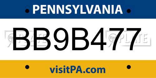BB9B477 Pennsylvania License Plate