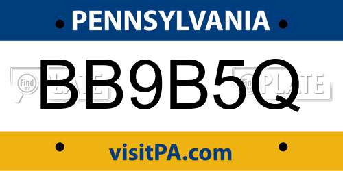 BB9B5Q Pennsylvania License Plate
