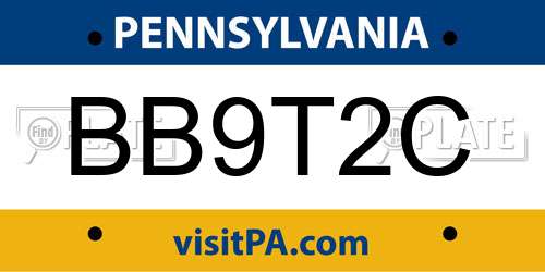 BB9T2C Pennsylvania License Plate
