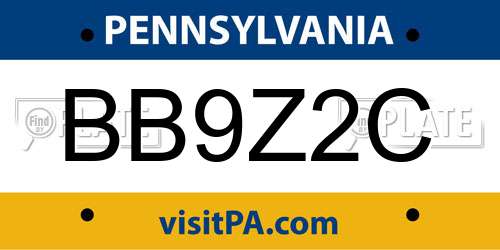 BB9Z2C Pennsylvania License Plate