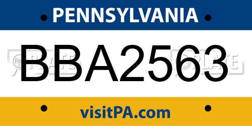 BBA2563 Pennsylvania License Plate