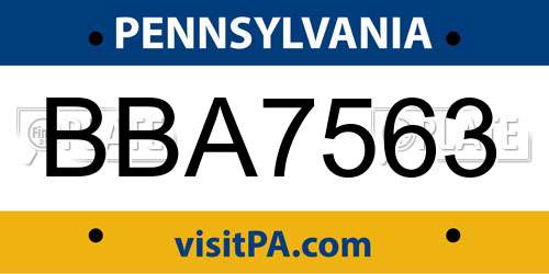 BBA7563 Pennsylvania License Plate