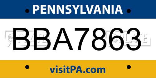 BBA7863 Pennsylvania License Plate