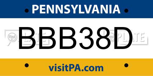BBB38D Pennsylvania License Plate