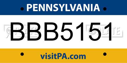 BBB5151 Pennsylvania License Plate