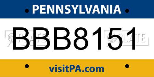 BBB8151 Pennsylvania License Plate