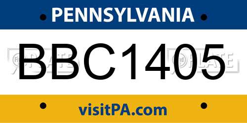 BBC1405 Pennsylvania License Plate