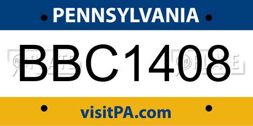 BBC1408 Pennsylvania License Plate
