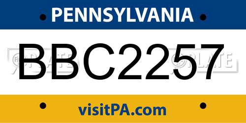 BBC2257 Pennsylvania License Plate