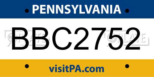 BBC2752 Pennsylvania License Plate