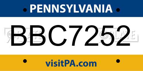 BBC7252 Pennsylvania License Plate