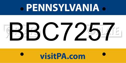 BBC7257 Pennsylvania License Plate